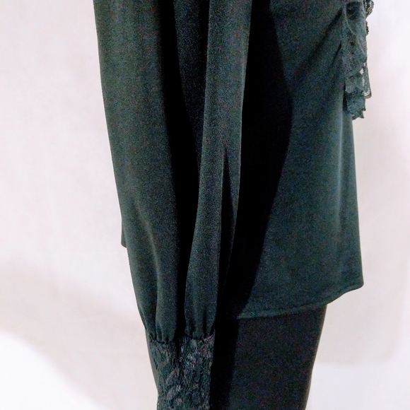 Goth Black Lace Blouse Peasant Vintage - Picture 6 of 9